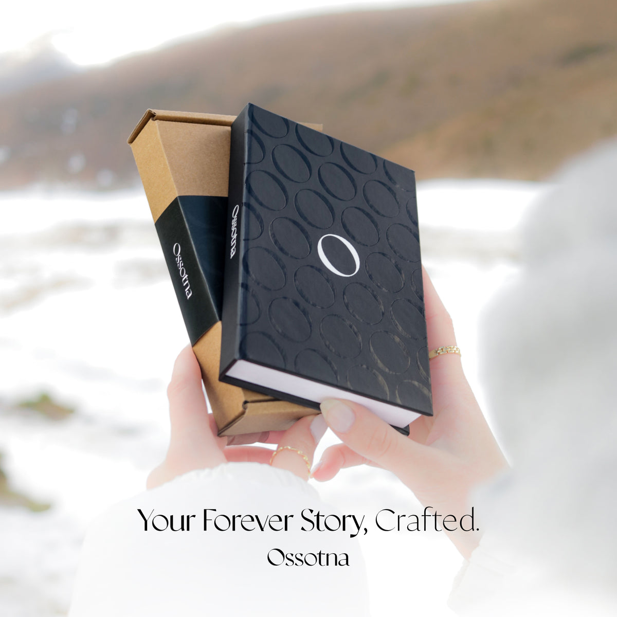 Ossotna Story Book Card in handcrafted black book-shaped box