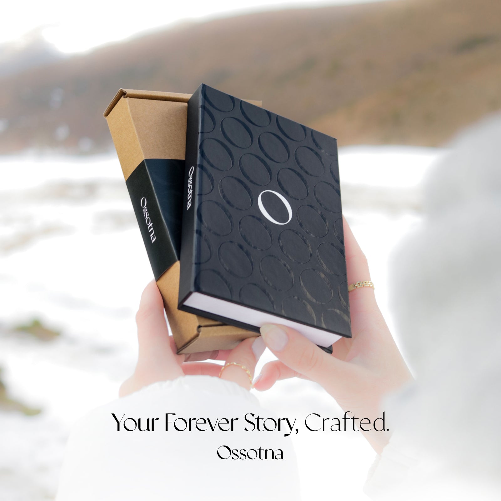 Ossotna Story Book Card in handcrafted black book-shaped box